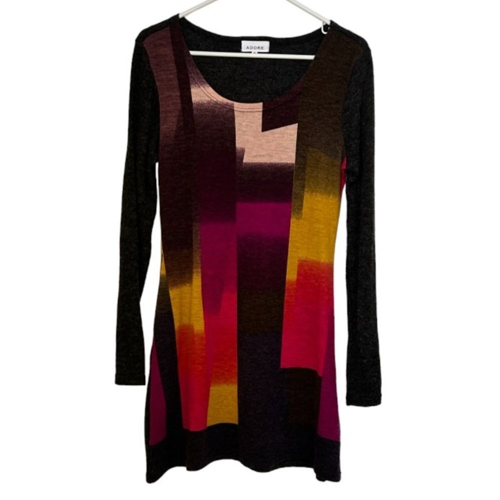 Adore Long Sleeve Color Block Midi Dress size M